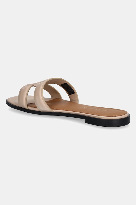 Obuća Tommy Hilfiger natikače s niskim potplatom za žene kožne TH LOGO STRAP MULE FW0FW08671 bež
