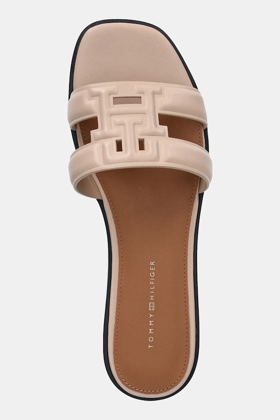 Tommy Hilfiger natikače s niskim potplatom za žene kožne TH LOGO STRAP MULE bež FW0FW08671
