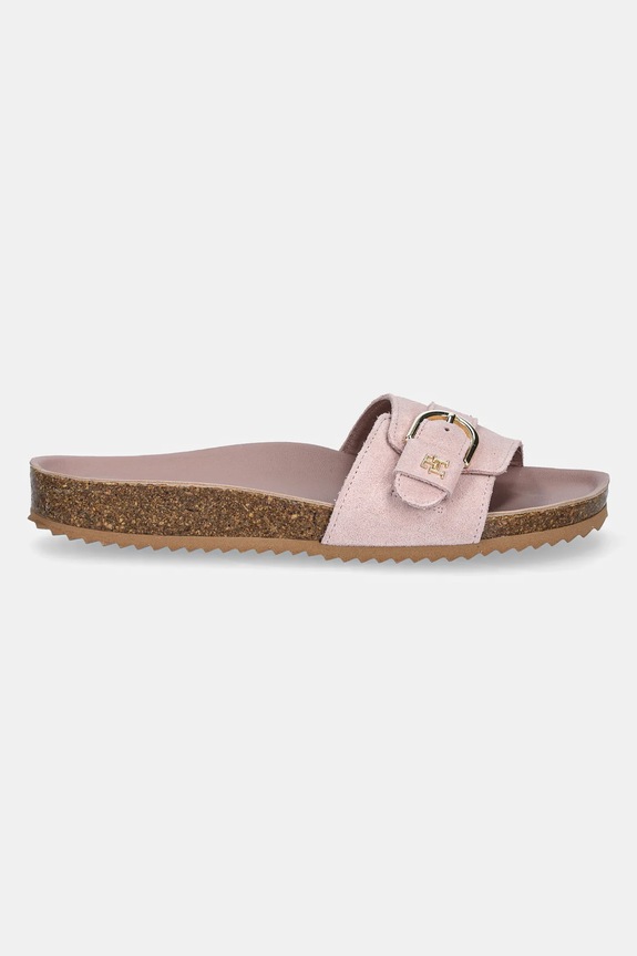 Tommy Hilfiger papucs velúrból SOFT SUEDE ADJUSTABLE MULE FW0FW08809 rózsaszín SS25