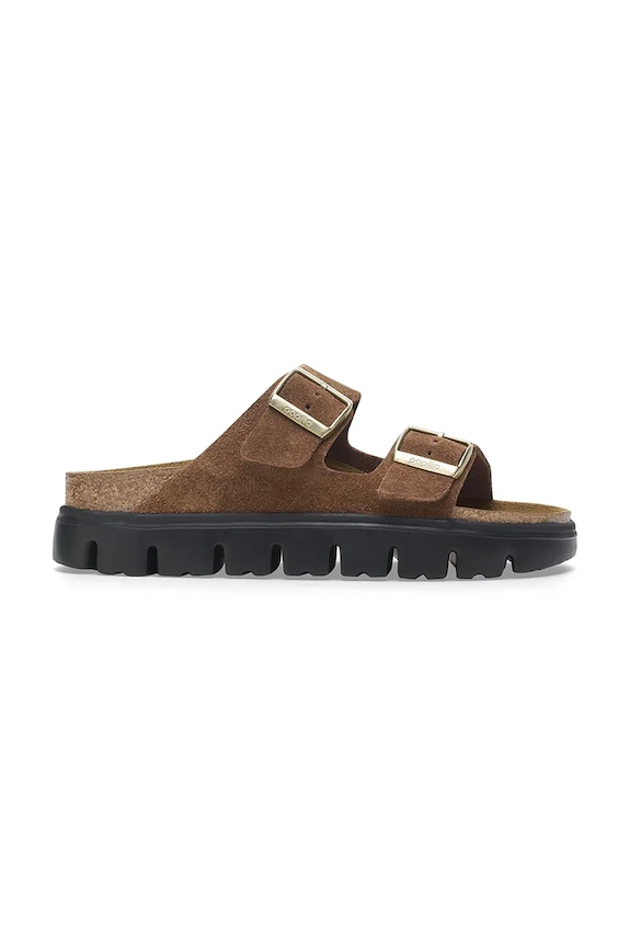 Birkenstock ciabatte slide in camoscio Arizona Chunky Birkenstock x Papillio altri marrone 1028389