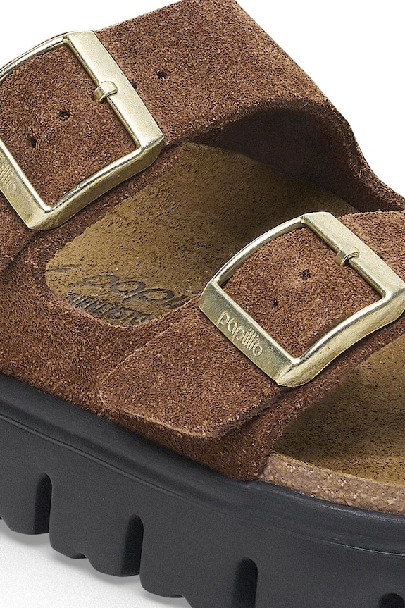 Scarpe Birkenstock ciabatte slide in camoscio Arizona Chunky Birkenstock x Papillio 1028389 marrone