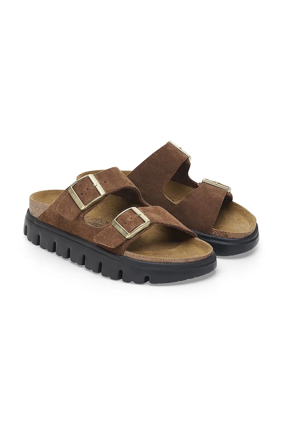 Birkenstock ciabatte slide in camoscio Arizona Chunky Birkenstock x Papillio marrone 1028389