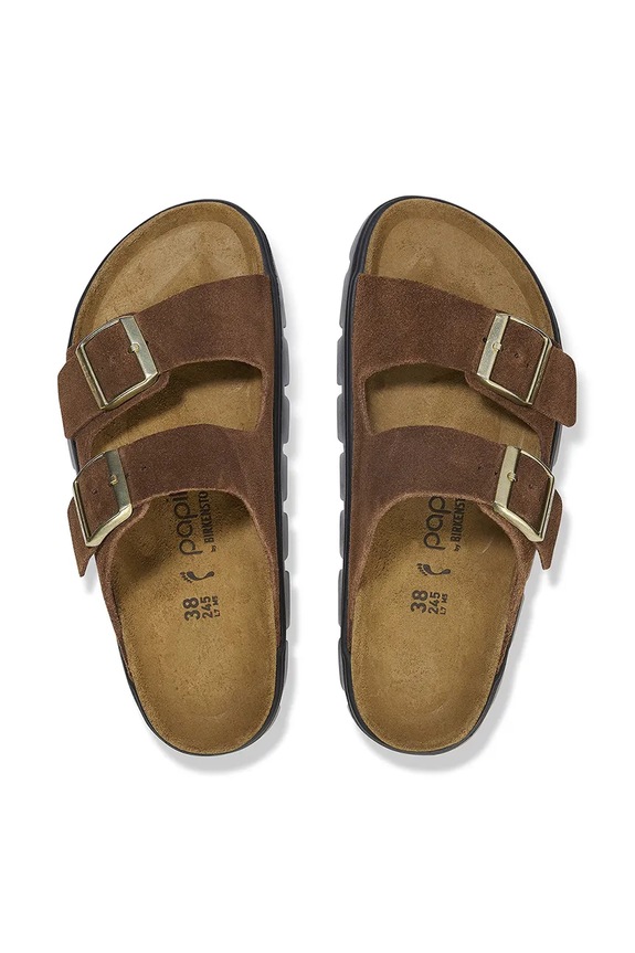 Birkenstock ciabatte slide in camoscio Arizona Chunky Birkenstock x Papillio 1028389 marrone