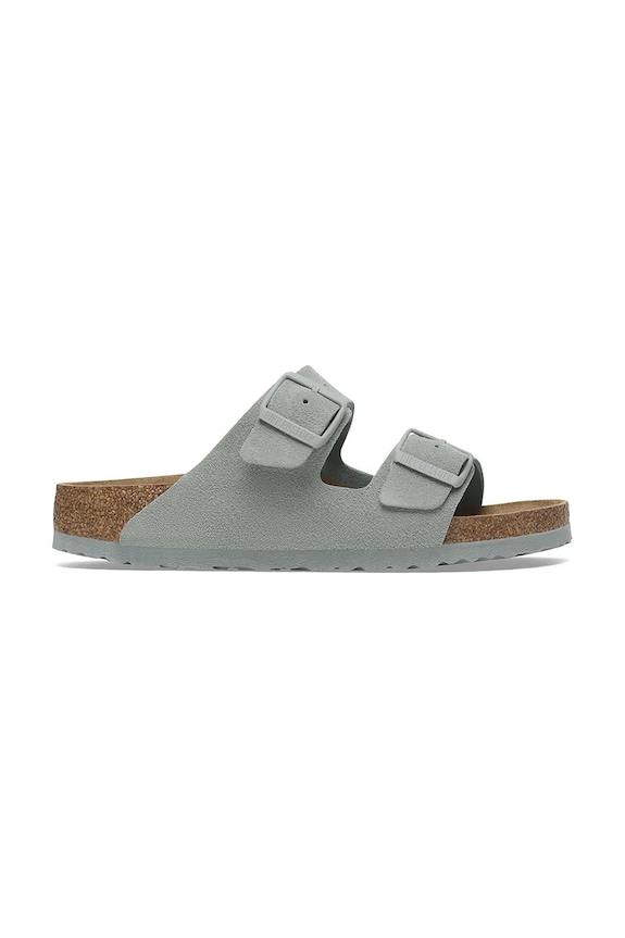 Birkenstock klapki zamszowe Arizona płaski niebieski 1029215