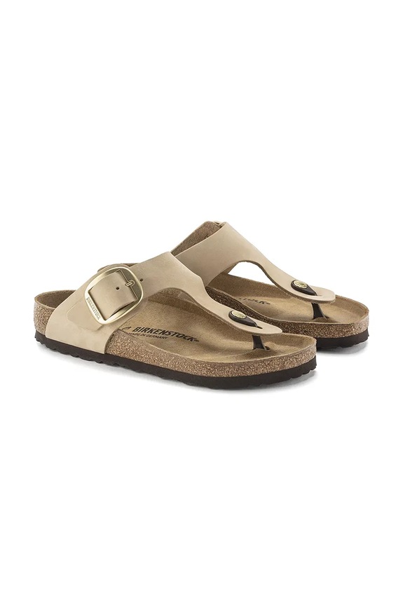 Japanke od nubuk kože Birkenstock Gizeh Big Buckle bež 1023966
