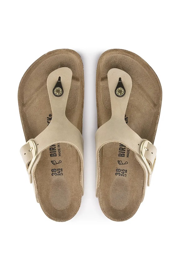 Japanke od nubuk kože Birkenstock Gizeh Big Buckle 1023966 bež