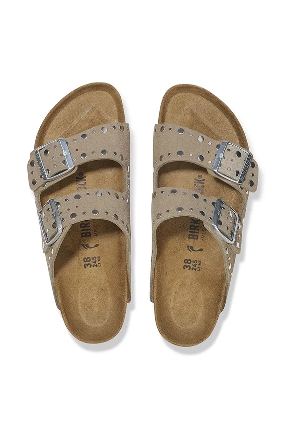 Birkenstock ciabatte slide in camoscio Arizona Rivet 1029390 marrone