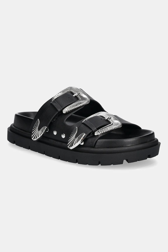 Steve Madden klapki skórzane Outcast płaski czarny SM11003703.05O