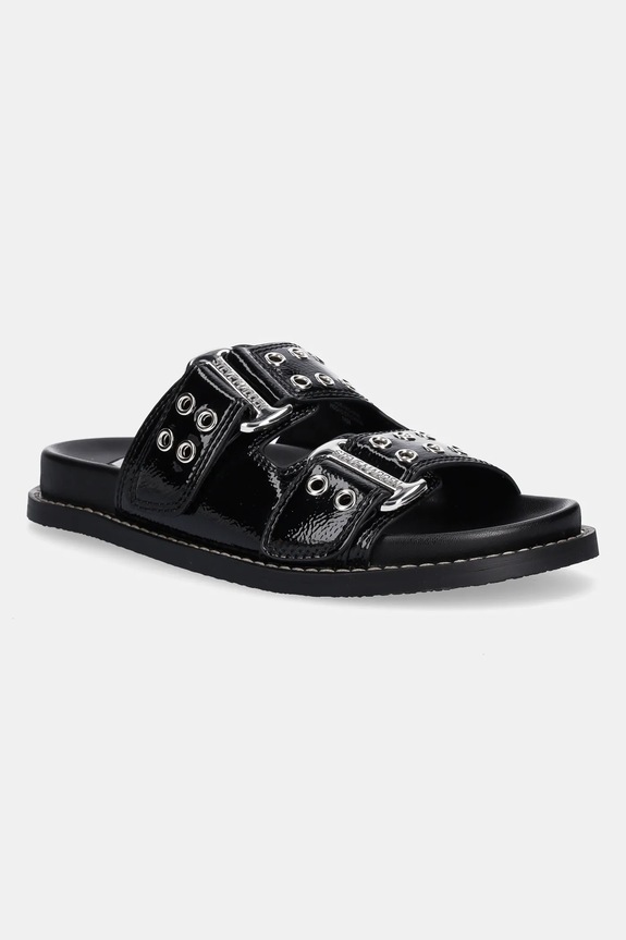 Παντόφλες Steve Madden Agent απομίμηση λείου δέρματος μαύρο SM11003678.BK1