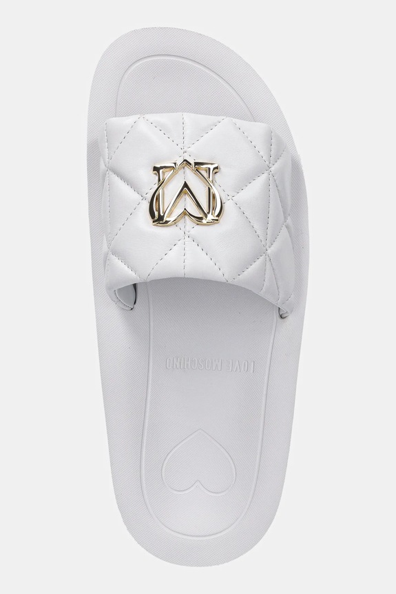 Love Moschino klapki skórzane biały JA28014I1MIE0100