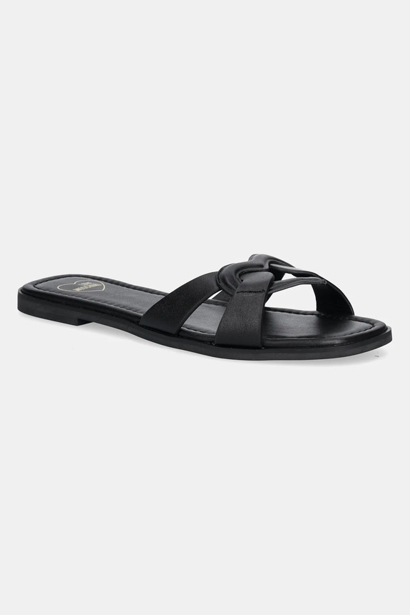 Love Moschino bőr papucs nappa bőr fekete JA28092G1MIA0000