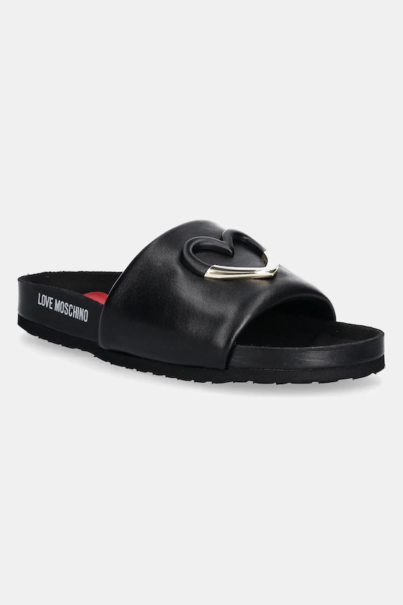 Kožené pantofle Love Moschino přírodní kůže černá JA28283G1MIE0000