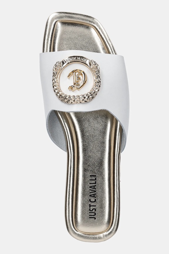 Just Cavalli klapki skórzane biały 78RA3S92ZPB20003