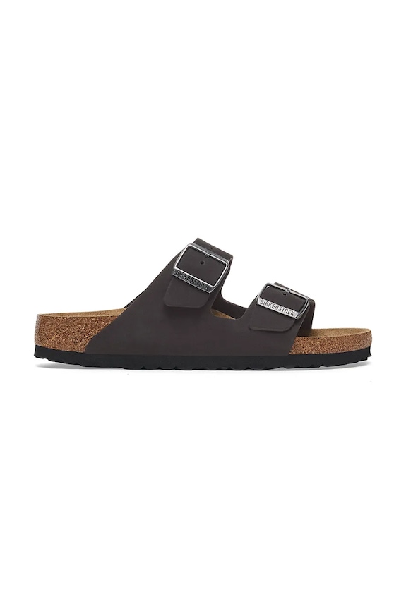 Nubukové pantofle Birkenstock Arizona SFB bez podpatku černá 1019011