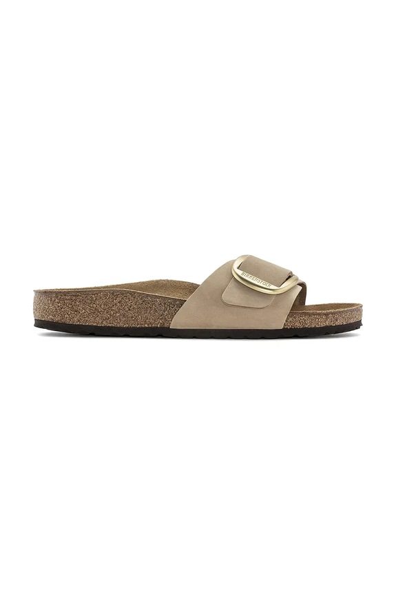 Nubukové pantofle Birkenstock Madrid Big Buckle semišová kůže béžová 1024140