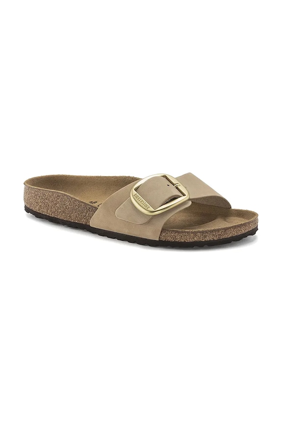 Nubukové pantofle Birkenstock Madrid Big Buckle 1024140 béžová SS25