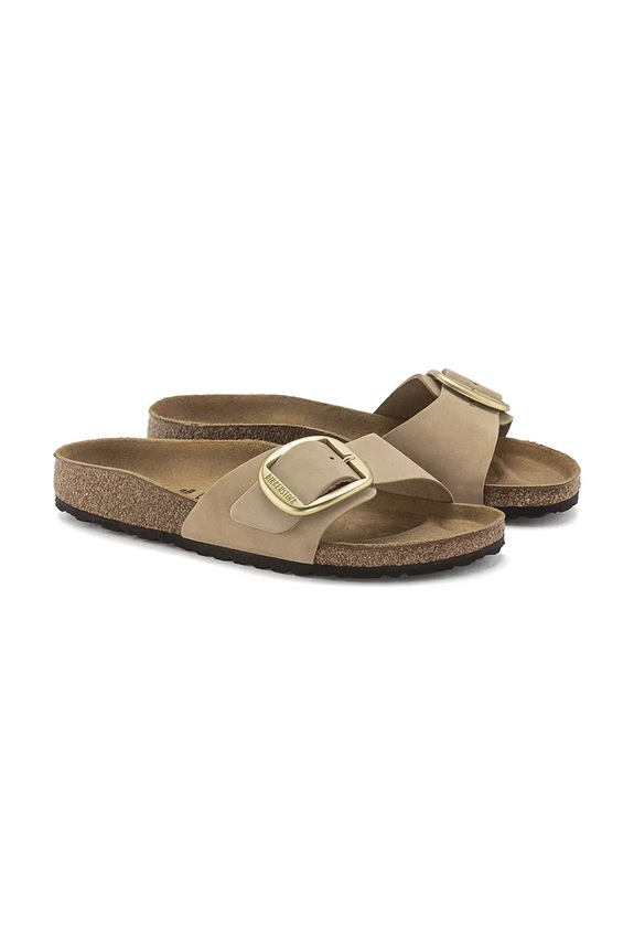 Nubukové pantofle Birkenstock Madrid Big Buckle béžová 1024140