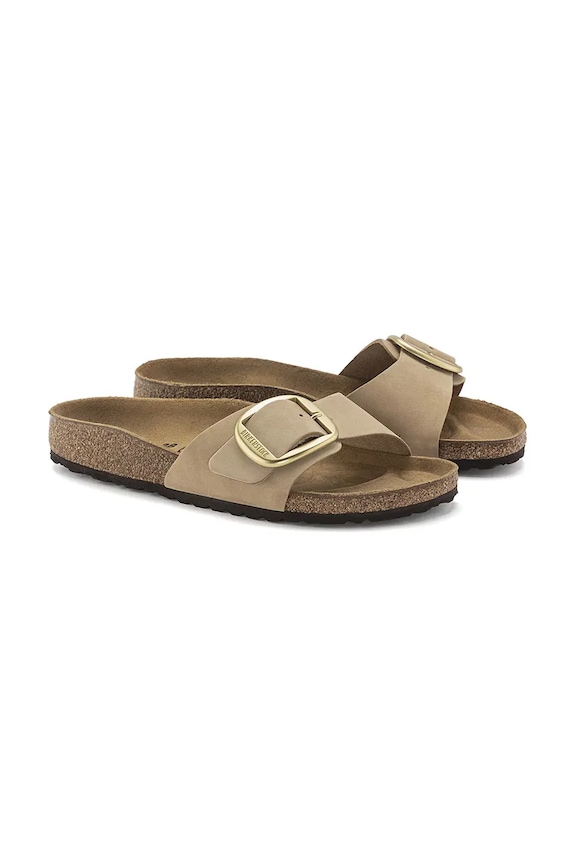 Nubukové pantofle Birkenstock Madrid Big Buckle béžová 1024140