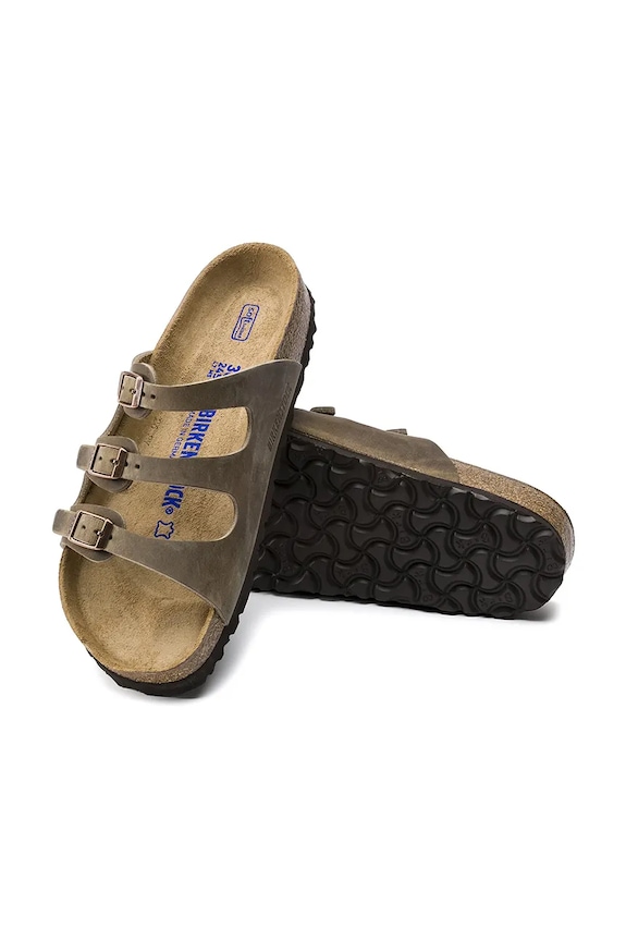 Birkenstock klapki skórzane Florida SFB 1011432.Tabacco