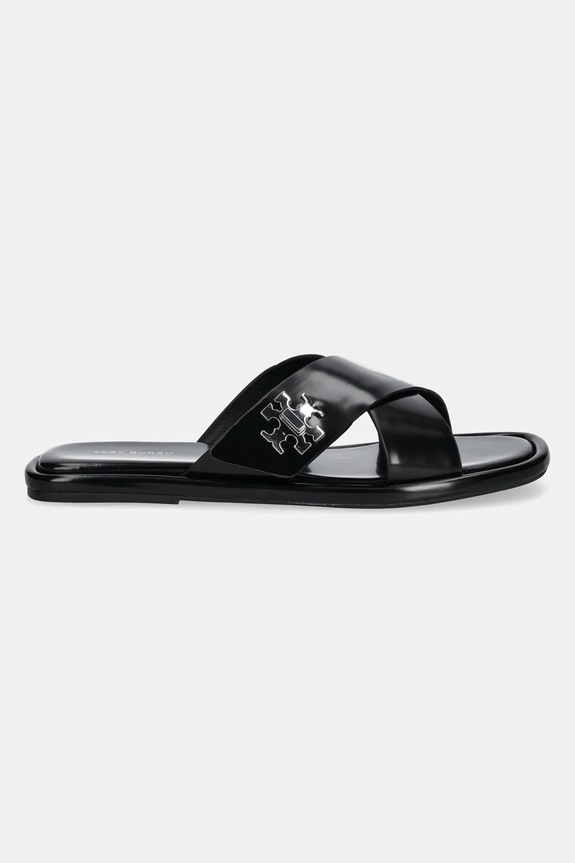 Kožené šľapky Tory Burch T Lock Cross Band Slide 170611.006 čierna SS25