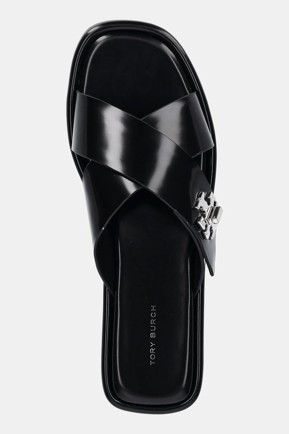 Kožené šľapky Tory Burch T Lock Cross Band Slide čierna 170611.006