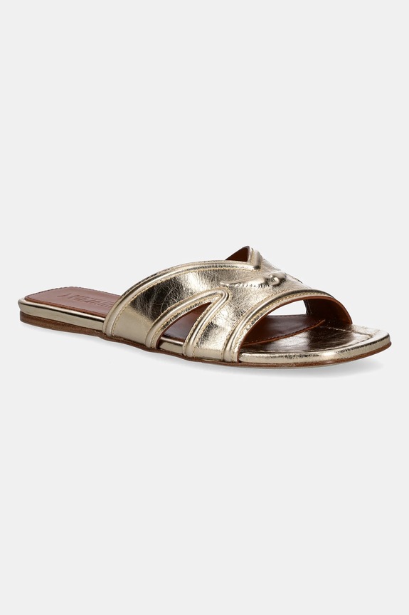 Kožené šľapky ZADIG&VOLTAIRE Azora usňová koža zlatá SWCT01939