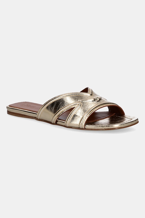 Kožené šľapky ZADIG&VOLTAIRE Azora usňová koža zlatá SWCT01939