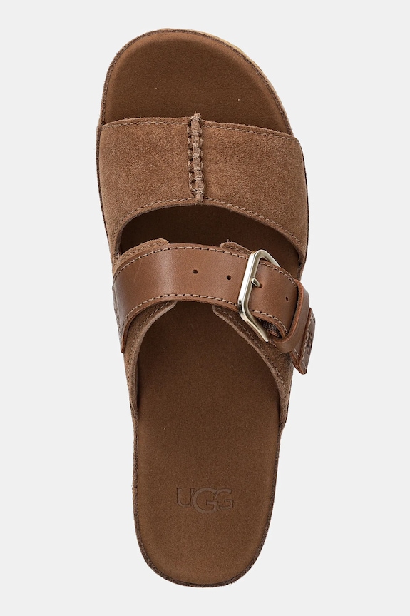 UGG klapki skórzane Aubrey Slide brązowy 1167451.CHE