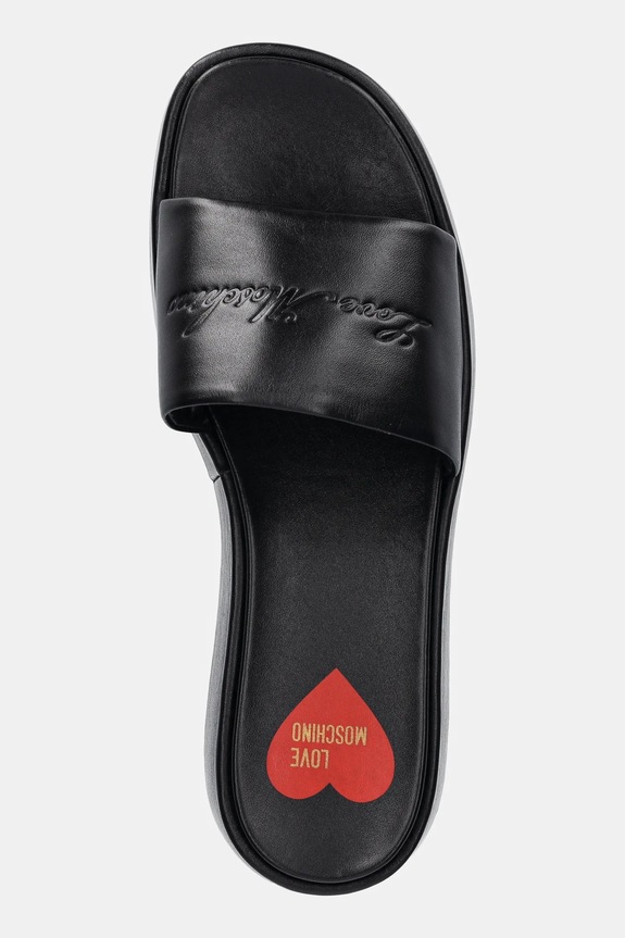 Love Moschino klapki skórzane czarny JA28177I0MIA0000