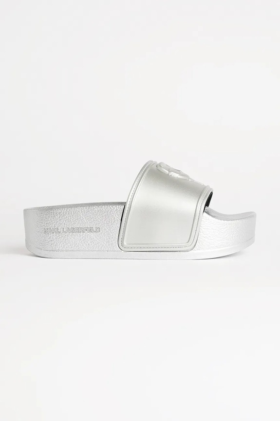 Pantofle Karl Lagerfeld KONDO MAXI platforma stříbrná KL80819M.VSL