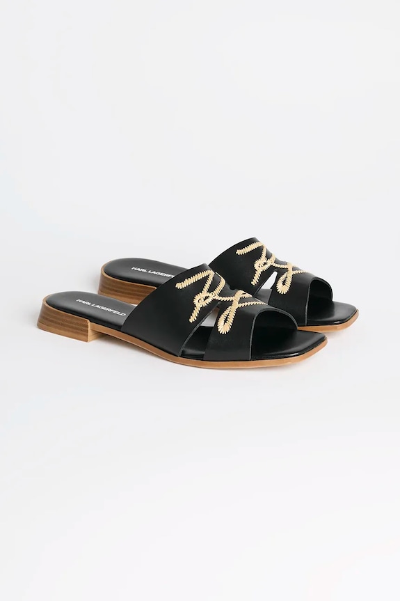 Karl Lagerfeld klapki skórzane PETALO KL80772.000 czarny SS25