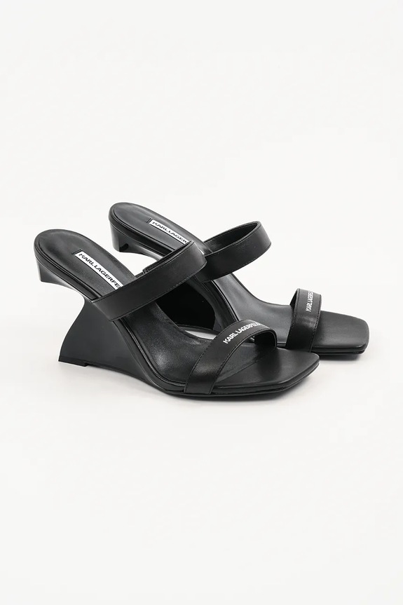 Δερμάτινες παντόφλες Karl Lagerfeld WAVERLY KL34611.000 μαύρο SS26