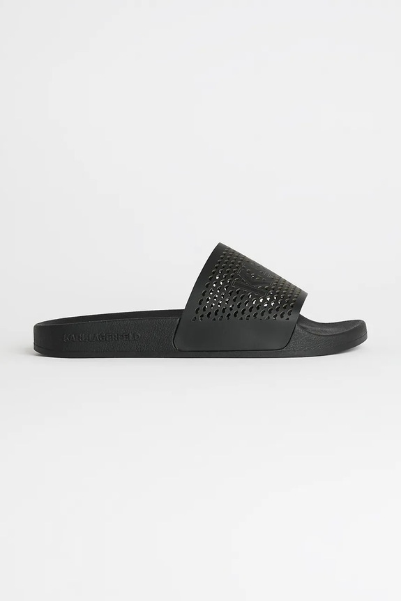 Kožené pantofle Karl Lagerfeld KONDO 2.0 přírodní kůže černá KL80915.000