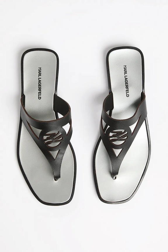 Δερμάτινες σαγιονάρες Karl Lagerfeld SKOOT II μαύρο KL80407.000