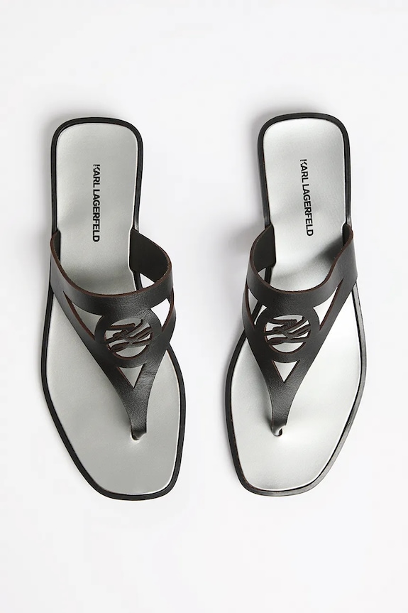 Δερμάτινες σαγιονάρες Karl Lagerfeld SKOOT II μαύρο KL80407.000