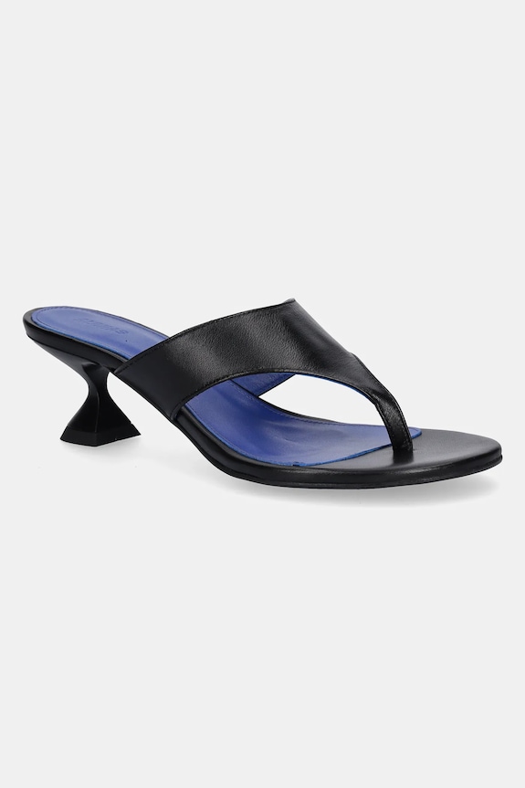Alohas klapki skórzane Tess 5-8 cm czarny S100643.01