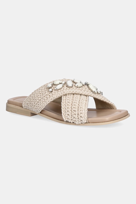 Inuikii ciabatte slide Woven Crossed Stones tessile beige 1004.003.0611.100