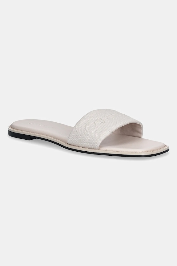 Šľapky Calvin Klein FLAT SLIDE - HE textilný béžová HW0HW02378