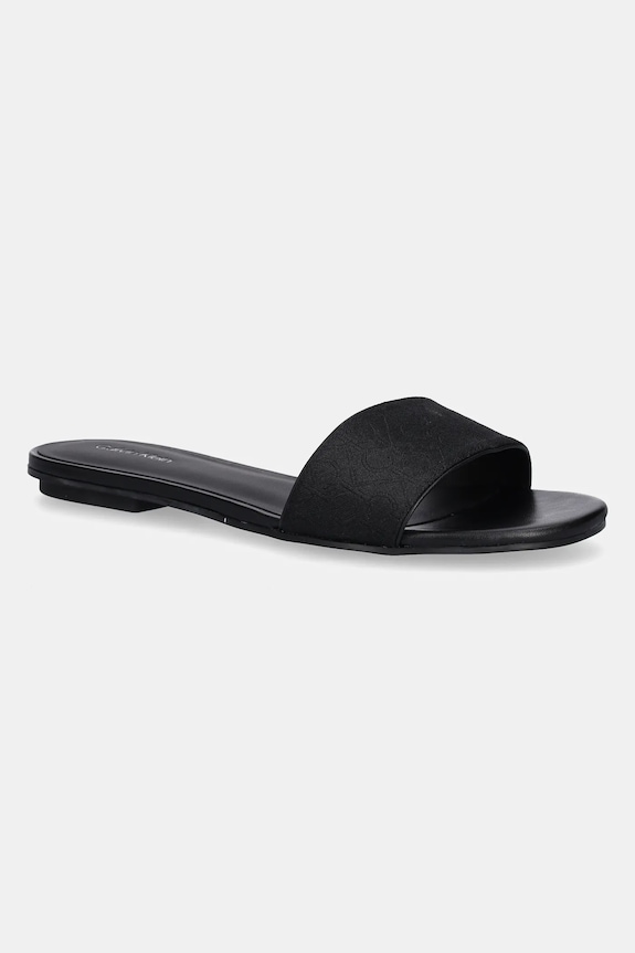 Παντόφλες Calvin Klein FLAT SLIDE - JACQ φλατ μαύρο HW0HW02388