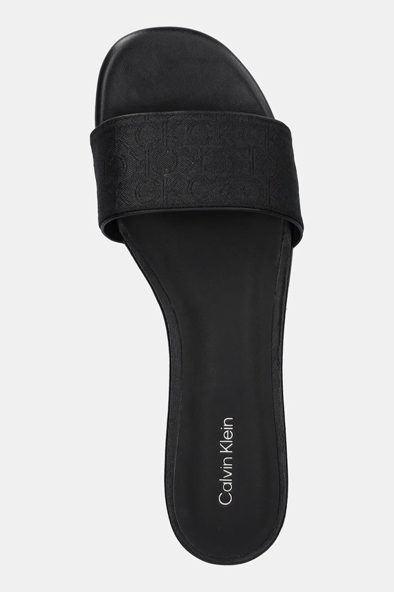 Παντόφλες Calvin Klein FLAT SLIDE - JACQ μαύρο HW0HW02388