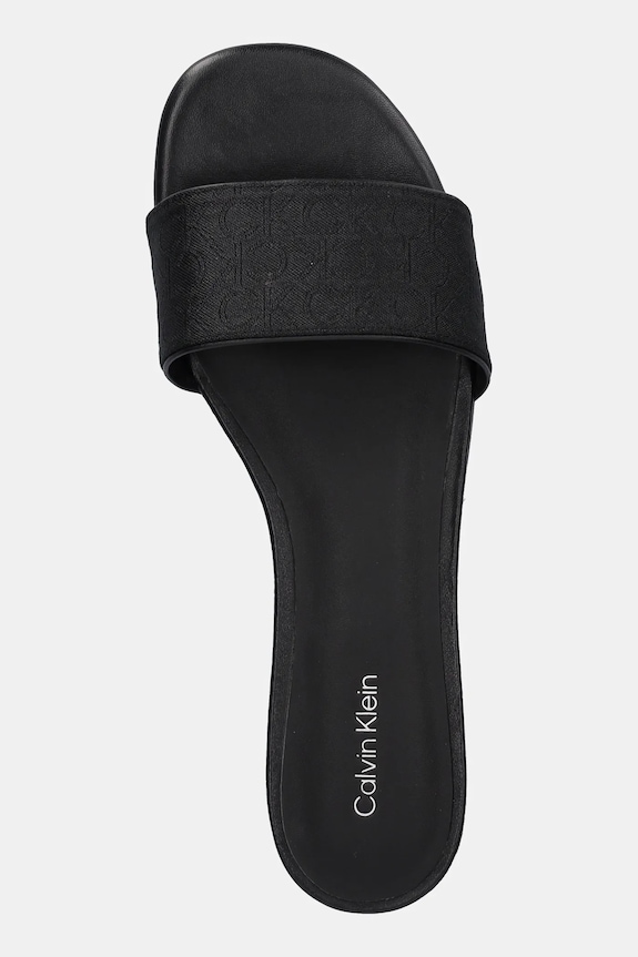 Παντόφλες Calvin Klein FLAT SLIDE - JACQ μαύρο HW0HW02388