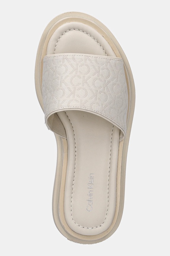 Calvin Klein ciabatte slide FLATFORM SLIDE - JACQ beige HW0HW02461