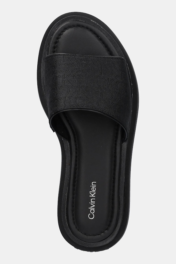 Παντόφλες Calvin Klein FLATFORM SLIDE - JACQ μαύρο HW0HW02461