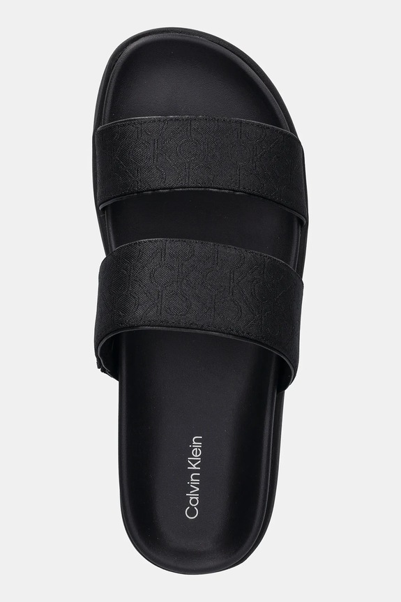 Παντόφλες Calvin Klein FLAT SLIDE - JACQ μαύρο HW0HW02486