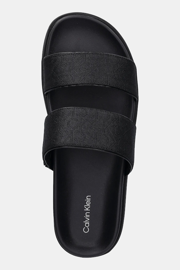 Παντόφλες Calvin Klein FLAT SLIDE - JACQ μαύρο HW0HW02486