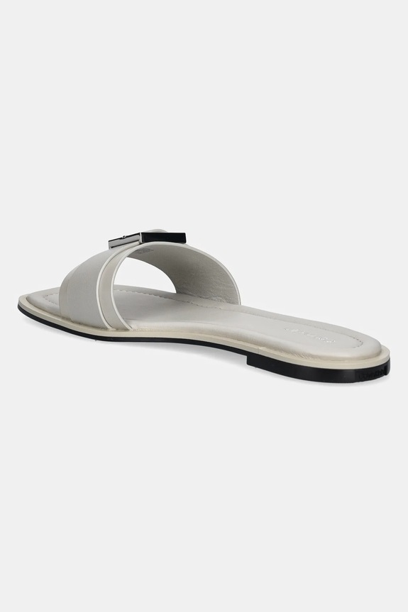 Obuwie Calvin Klein klapki skórzane FLAT SLIDE W/BUCKLE - LTH HW0HW02490 beżowy