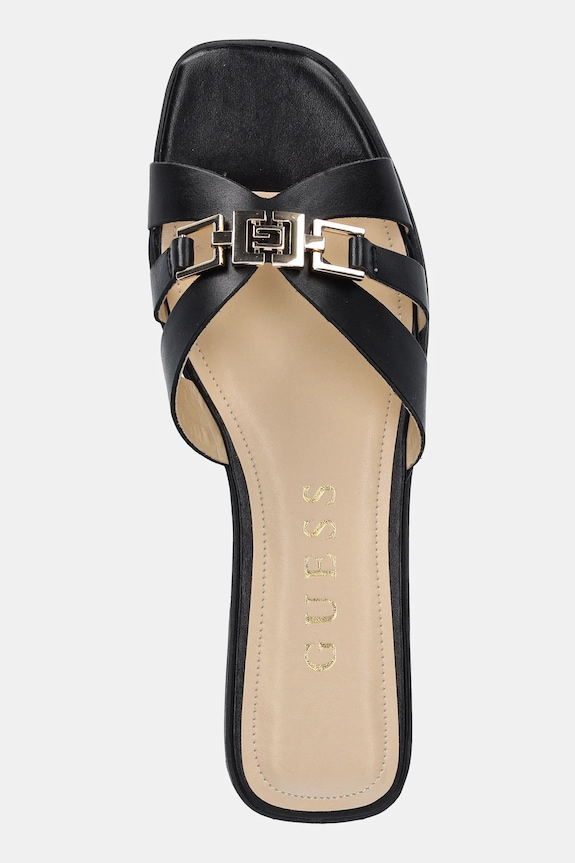 Guess klapki skórzane REALLA czarny FLJRLL.LEA19.BLACK