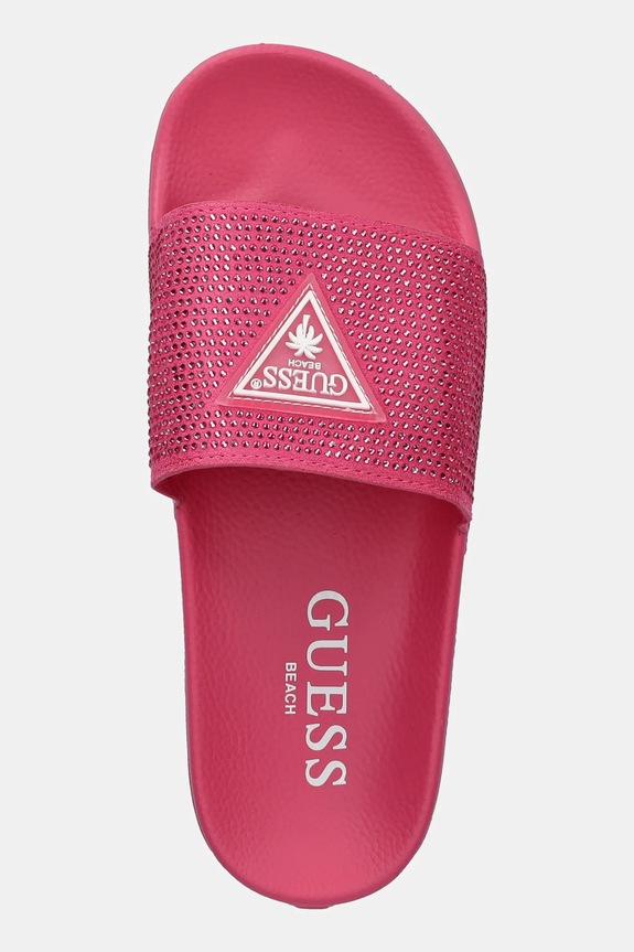 Guess papuci BEACH SLIPPERS STRASS roz E4GZ25.BB00F.G4D6