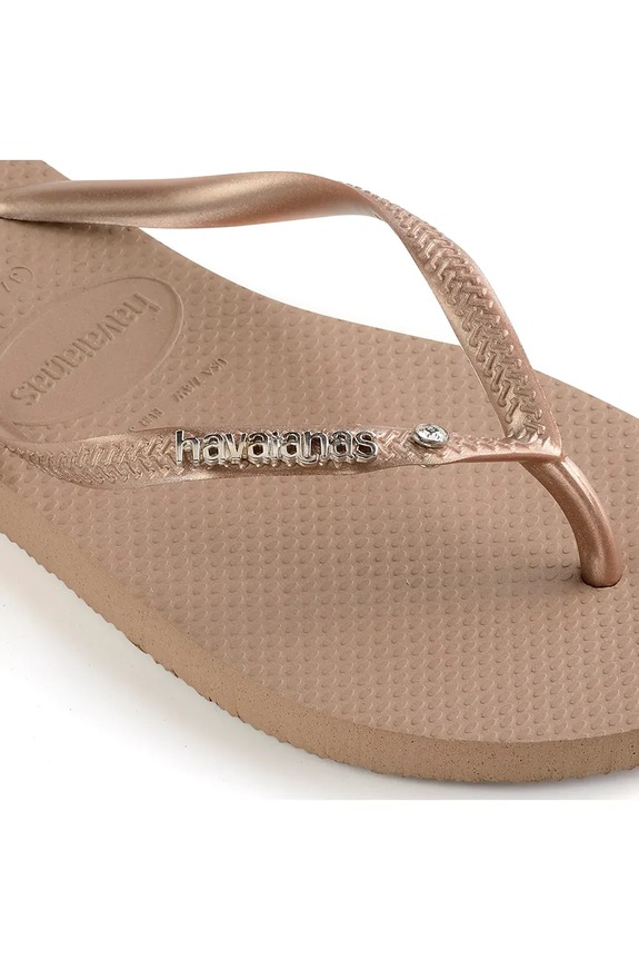 Žabky Havaianas SLIM METAL LOGO AND CRYSTAL béžová 4129769.3581