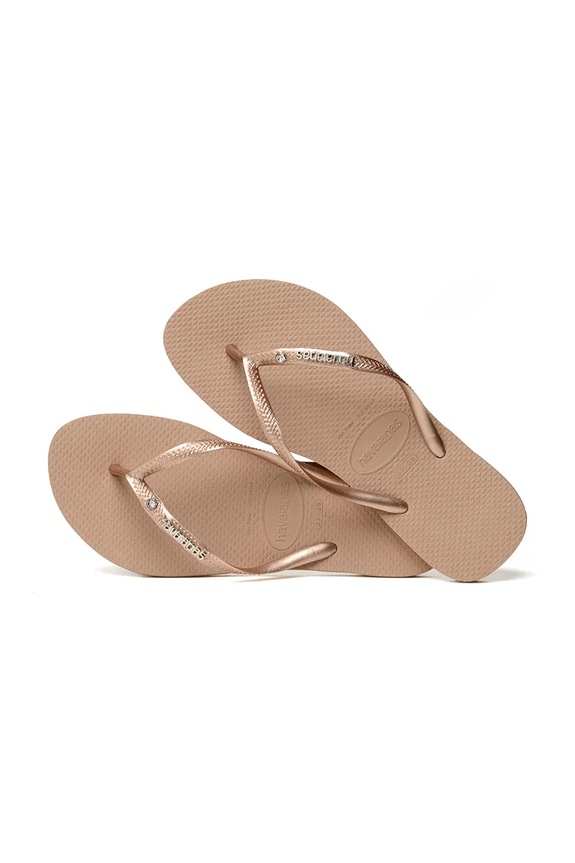 Žabky Havaianas SLIM METAL LOGO AND CRYSTAL 4129769.3581 béžová